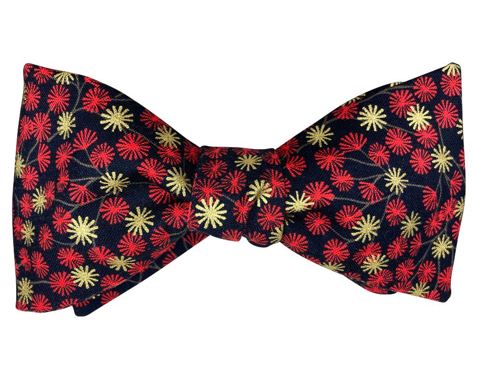 red and gold starburst self tie bow tie