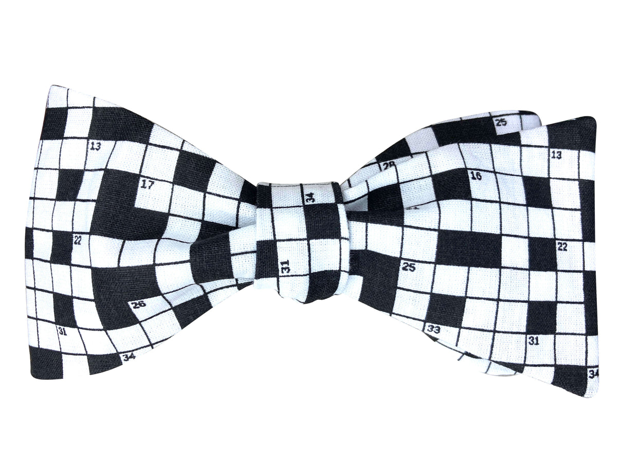 black and white crossword puzzle self tie bow tie