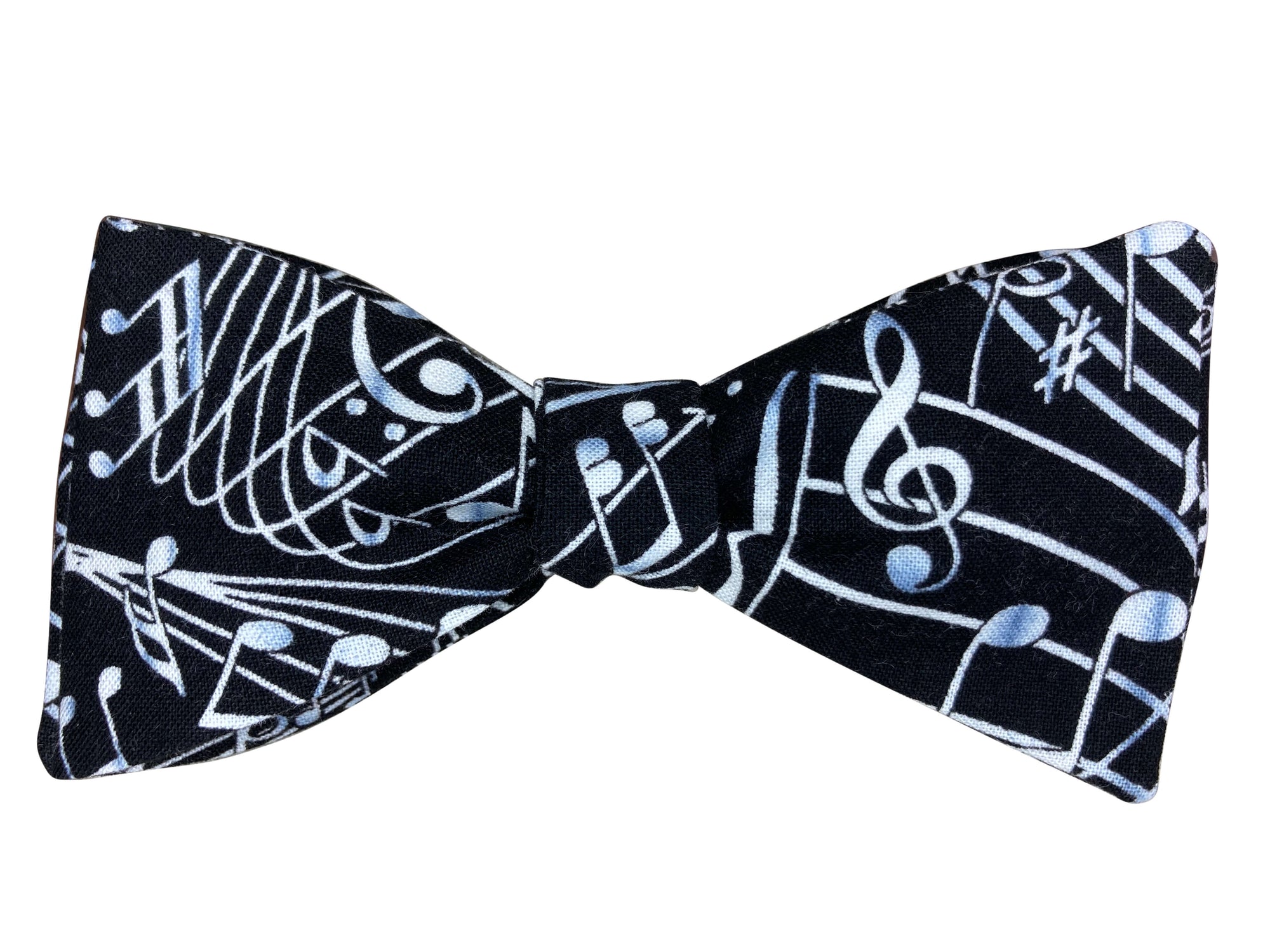 black and white musical notes self tie bow tie