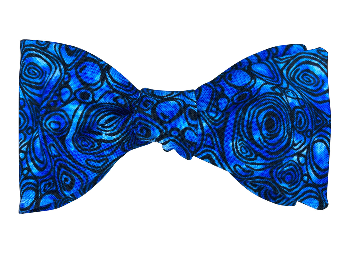 vivid blue peacock eyes bow tie