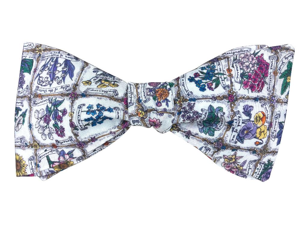 a botanical floral self tie bow tie