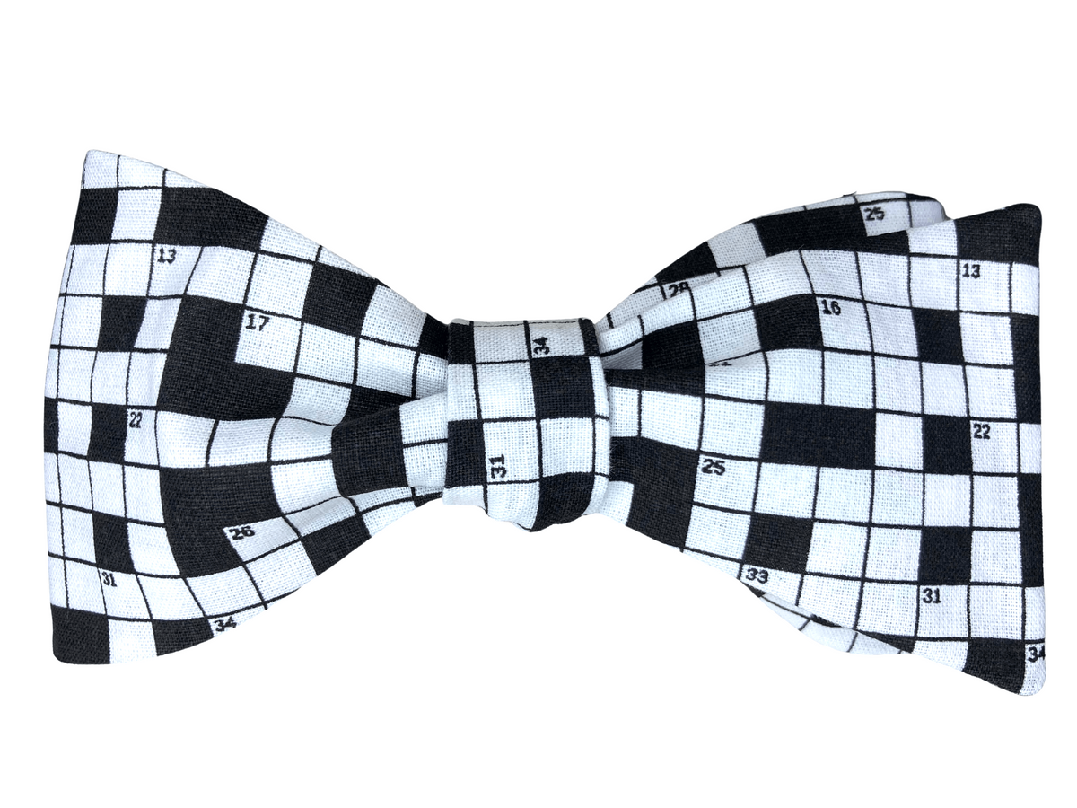 black and white crossword puzzle self tie bow tie