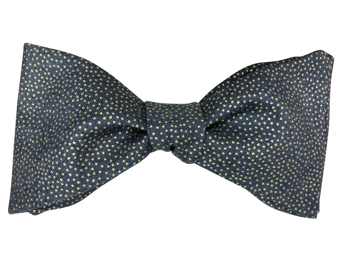 grey and gold dots self tie bow tie