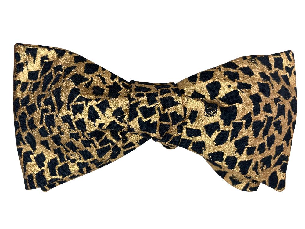 metallic gold and black self tie bow tie inspired by Gustav Klimt