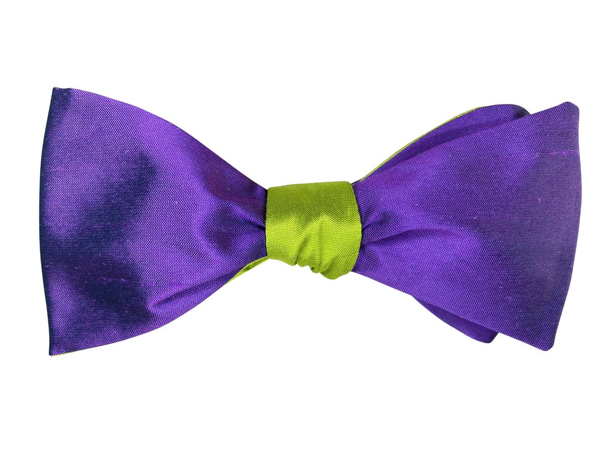 green and purple silk Wimbledon self tie bow tie