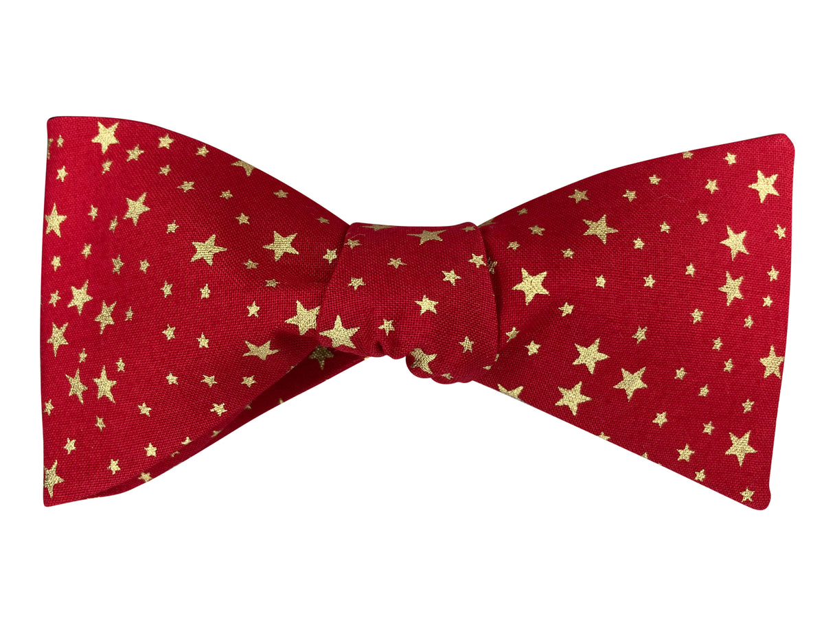 Red and Gold Stars self-tie Bow Tie