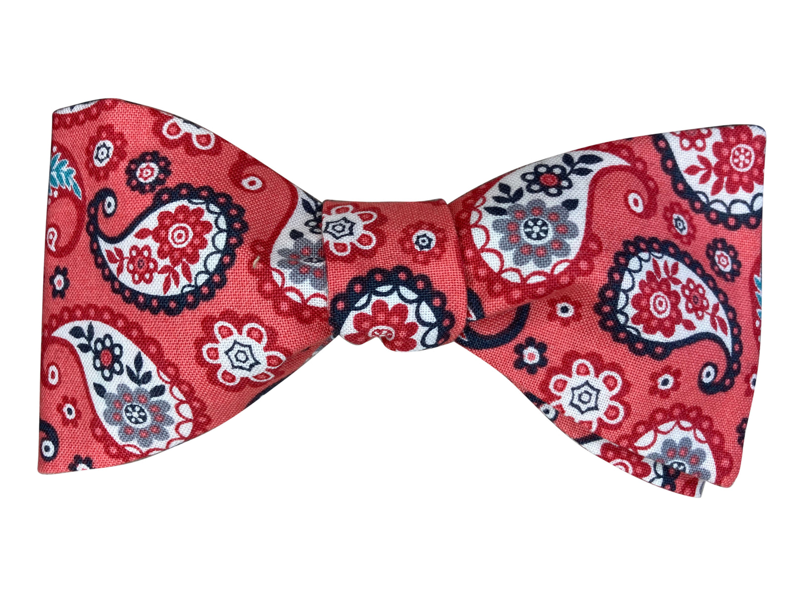 Vintage Red Paisley Polyester Pre-Tied Bow Tie, In stock!