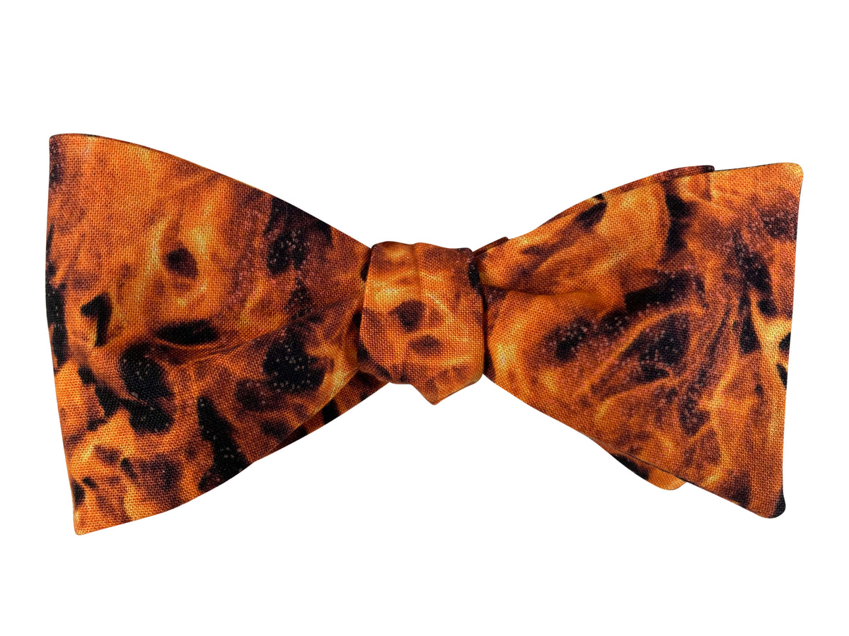 Orange flames self tie bow tie