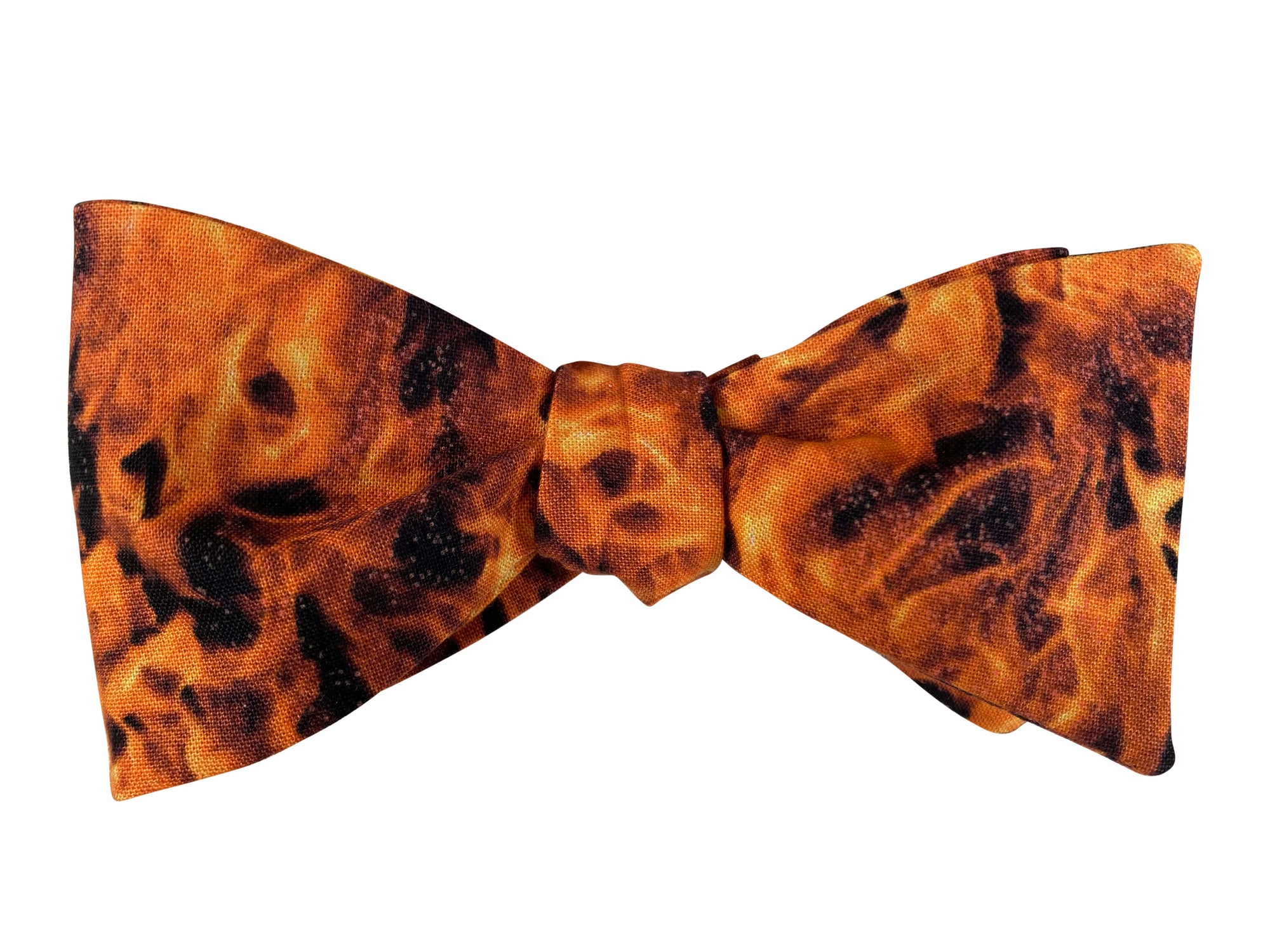 Orange flames self tie bow tie