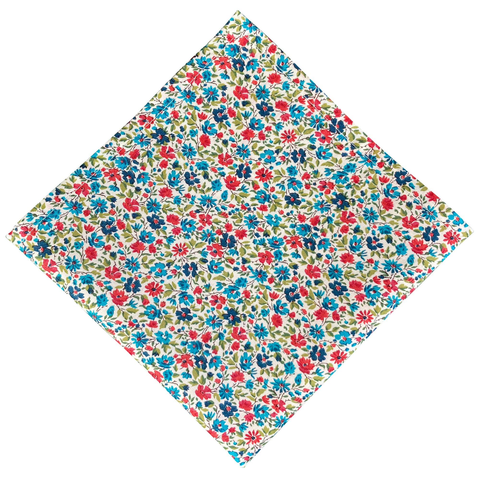 red and blue floral liberty print pocket square