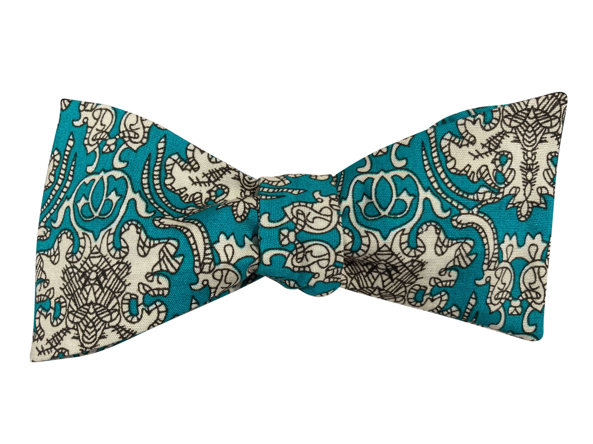 abstract teal self tie bow tie