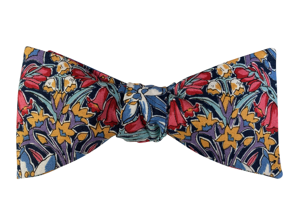 winter floral self tie bow tie